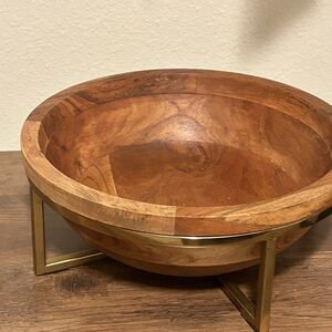 Elegant Wooden Bowl with Stand